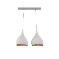 LUMICOM - CALICE LINEARE Suspension, 2x E27, max 42W, métal, blanc/feuille de cuivre, D. 20cm
