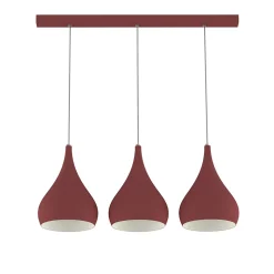 LUMICOM - CALICE LINEARE Suspension, 3x E27, max 42W, métal, rouge cowhide/blanc, D. 20cm