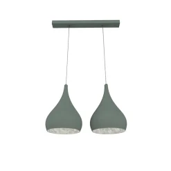 LUMICOM - CALICE LINEARE Suspension, 2x E27, max 42W, métal, vert iceberg/blanc, D. 25cm