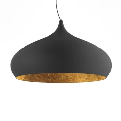 LUMICOM - CALICE Suspension, 1X E27, max 42W, métal, noir mat/feuille or, D.60cm
