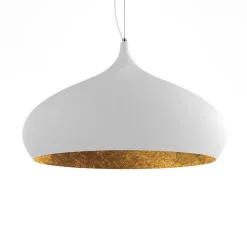 LUMICOM - CALICE Suspension, 1X E27, max 42W, métal, feuille or/blanc traffic, D.60cm