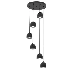 LUMICOM - CAMPANELLA COMPO Suspension, 6X GU10, max 33W, métal, noir brillant, D.12cm