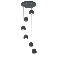 LUMICOM - CAMPANELLA COMPO Suspension, 6X GU10, max 33W, métal, gris anthracite, D.12cm