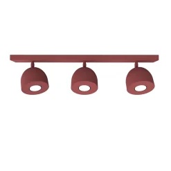 LUMICOM - CAMPANELLA Plafonnier, 3X GU10, max 33W, métal, rouge cowhide, D.12cm