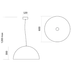 LUMICOM - CASSIS Suspension, 1XE27, max 42W, métal, noir /blanc, D60cm
