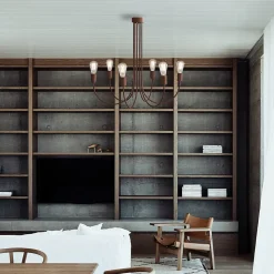 LUMICOM - CHANDELIER Plafonnier, 6XE27, max 42W, métal, marron corten, D60cm