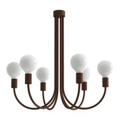 LUMICOM - CHANDELIER Plafonnier, 6XE27, max 42W, métal, marron corten, D60cm
