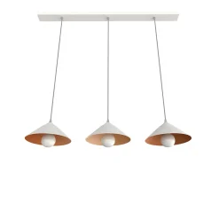 LUMICOM - CHAPEAU Binario, 3XE27, max 42W, metallo, foglia rame/bianco, D25cm