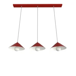 LUMICOM - CHAPEAU Binario, 3XE27, max 42W, metallo, rosso lucido/bianco, D25cm