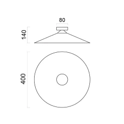 LUMICOM - CHAPEAU Plafonnier, 1XE27, max 42W, métal, gris /blanc, D40cm