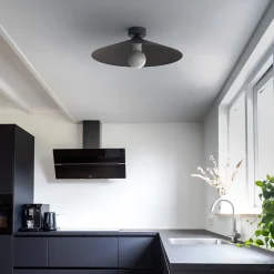 LUMICOM - CHAPEAU Plafonnier, 1XE27, max 42W, métal, gris /blanc, D40cm