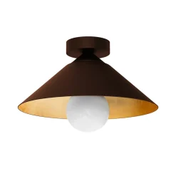 LUMICOM - CHAPEAU Plafonnier, 1XE27, max 42W, métal, marron corten/feuille d'or, D25cm