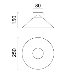 LUMICOM - CHAPEAU Plafonnier, 1XE27, max 42W, métal, marron corten/feuille d'or, D25cm