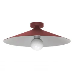 LUMICOM - CHAPEAU Plafonnier, 1XE27, max 42W, métal, rouge cowhide/blanc, D40cm