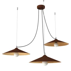 LUMICOM - COLOMBO Suspension, 3XE27, max 42W, métal, marron corten/feuille d'or, D.40cm