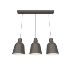 LUMICOM - DONG BINARIO Sospensione, 3X E27, max 42W, metallo, tortora lucido/bianco, L.70cm