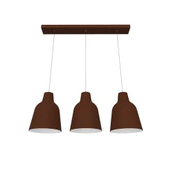 LUMICOM - DONG TRACK Suspension, 3X E27, max 42W, métal, marron corten/feuille argent, D.16cm