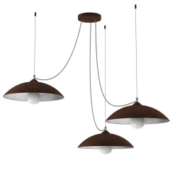 LUMICOM - DREAM Suspension, 3X E27, max 42W, métal, marron corten/feuille argent, D.40cm