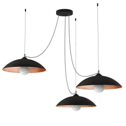 LUMICOM - DREAM Suspension, 3X E27, max 42W, métal, noir mat/feuille cuivre, D.40cm