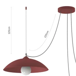LUMICOM - DREAM Suspension, 3X E27, max 42W, métal, rouge cowhide/blanc, D.40cm
