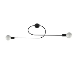 LUMICOM - DUETTO Plafonnier, 2xE27, max 42W, métal, noir brillant, L.100cm