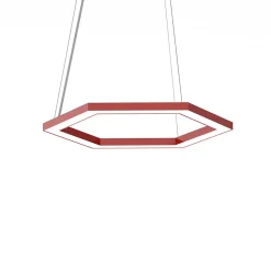 LUMICOM - ESAGONO 1X Suspension, STRIP LED, 22W/m, 3000K, métal, rouge brillant, D.40cm