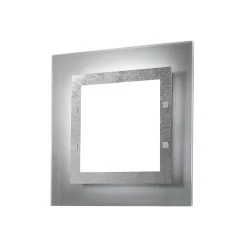 LUMICOM - FLORENCE Plafonnier, 2X E27, max 42W, métal/verre, feuille argent, 40x40cm