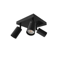 LUMICOM - FORM Q Plafonnier, 3X GU10, max 33W, métal, noir brillant, 30x30cm