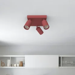 LUMICOM - FORM Q Plafonnier, 3X GU10, max 33W, métal, rouge cowhide, 30x30cm