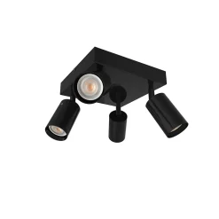 LUMICOM - FORM Q Plafonnier, 4X GU10, max 33W, métal, noir brillant, 30x30cm