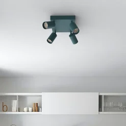 LUMICOM - FORM Q Plafonnier, 4X GU10, max 33W, métal, bleu méditerranéen, 40x40cm