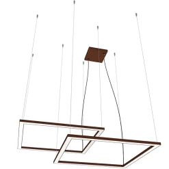 LUMICOM - FRAME Suspension décalé x2, STRIP LED, 46W/m, 3000K, métal, corten, L60cm