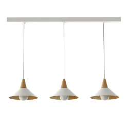 LUMICOM - FUNNEL Suspension Binario, 3X E27, max 42W, métal, blanc/feuille d'or, D.25cm L.100cm