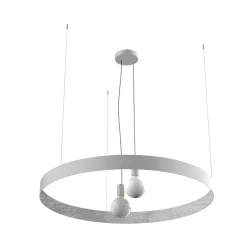 LUMICOM - HALO Suspension, 2X E27, max 42W, métal, blanc/feuille argent, D.90cm