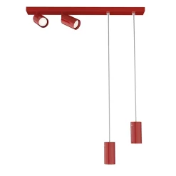 LUMICOM - HYBRID plaf/susp, 4X GU10, max 33W, métal, rouge brillant, D.6cm