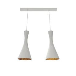 LUMICOM - JAQUELINE TRACK Suspension, 2x E27, max 42W, métal, blanc mat/feuille argent, L.60cm x H.45cm