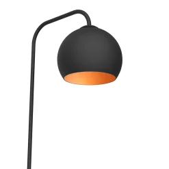 LUMICOM - JOE Lampadaire, 1X E27, max 42W, métal, noir mat/feuille cuivre, D.25cm H.170cm