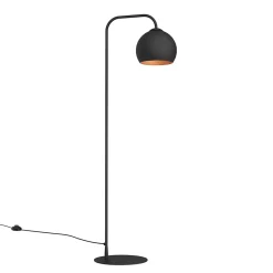LUMICOM - JOE Lampadaire, 1X E27, max 42W, métal, noir mat/feuille cuivre, D.25cm H.170cm