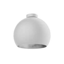 LUMICOM - JOE Plafonnier, 1X E27, max 42W, métal, blanc mat/feuille argent, D.25cm