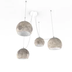 LUMICOM - JOE Suspension, 4X E27, max 42W, métal, ciment/feuille d'argent, D.25cm