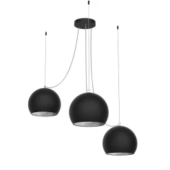 LUMICOM - JOE Suspension, 3X E27, max 42W, métal, noir mat/feuille argent, D.25cm