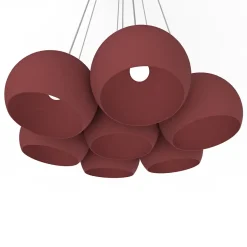 LUMICOM - JOE Suspension, 7X E27, max 42W, métal, rouge cowhide, D.25cm