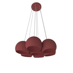 LUMICOM - JOE Suspension, 7X E27, max 42W, métal, rouge cowhide, D.25cm