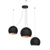 LUMICOM - JOE Suspension, 3X E27, max 42W, métal, noir mat/feuille cuivre, D.25cm