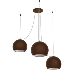 LUMICOM - JOE Suspension, 3X E27, max 42W, métal, marron corten/feuille argent, D.25cm