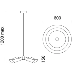 LUMICOM - KAMI Plafonnier, 1X E27, max 42W, métal, gris, D.60cm