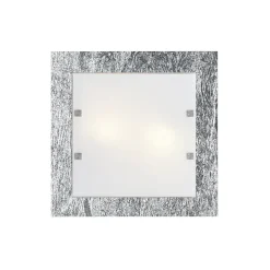 LUMICOM - LEAF Plafonnier, 4X E27, max 42W, métal/verre, feuille argent, 50x50cm