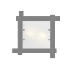 LUMICOM - LEONE Plafonnier, 2X E27, max 42W, métal/verre, gris, 40x40cm