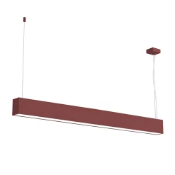LUMICOM - LINEAR Suspension, STRIP LED INTEGREE, 24W, 4000K, métal, rouge cowhide, L100cm