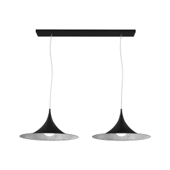 LUMICOM - LOUIE TRACK Suspension, 2X E27, max 42W, métal, matt noi/argent, D.33cm x L.70cm